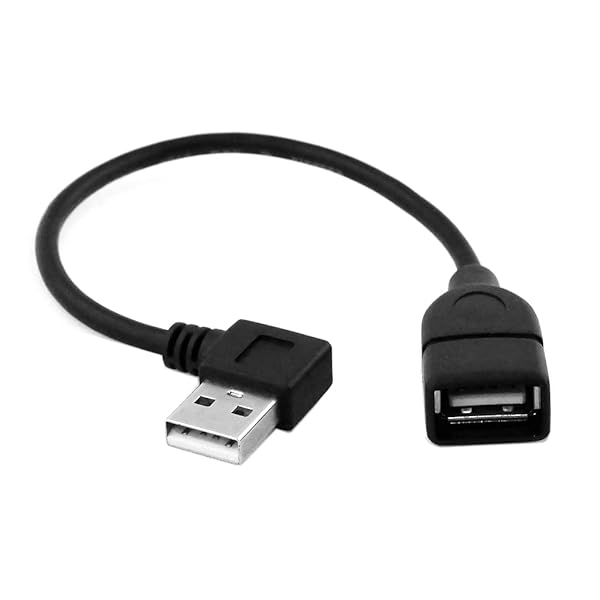 USB 2.0 Aタイプ オス 直角 - USB 2.0メス延長ケーブル 90度コネクター 20cm
