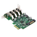 ロープロファイル 4ポート PCI-E - USB 3.0 ハブ PCI Express 拡張カードアダプター 5Gbps マザーボード用