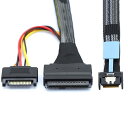 PCIe 5.0 MCIO 4X Mini Cool Edge IO to U.2 SFF-8639 NVME PCI-Express 15P SATA電源ケーブル SSDメインボード50cm用
