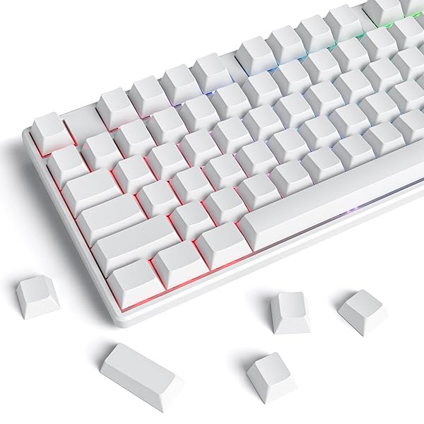 空白のキーキャップ、厚い PBT ホワイト キーキャップ、Cherry プロファイル、ミニマリスト ホワイト キーキャップ、128 キーキャップ セット、Cherry Gateron MX スイッチ メカニカル キーボード用カスタム キーキャップ