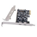 カード USB3.1 Gen1 5Gbps デュアル タイプ C USB-C メス - PCI-E Express 1x カード アダプター ASM1042 ロープロファイル ブラケット付き