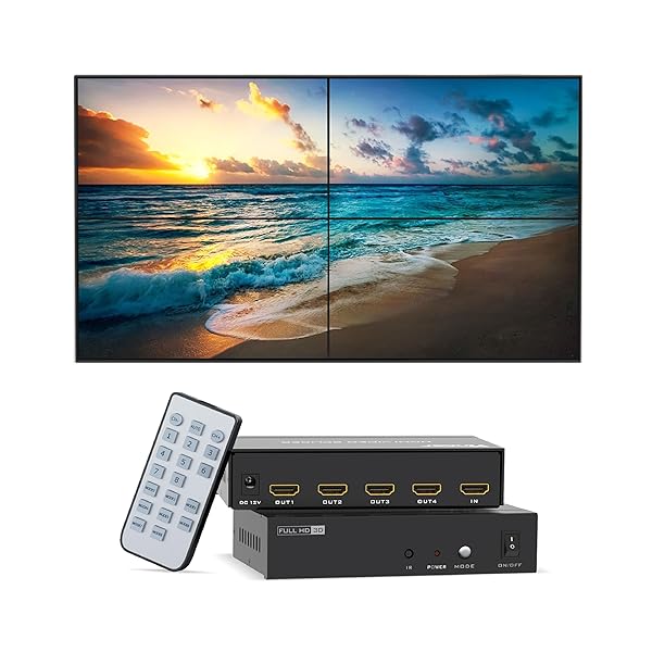 4K ビデオウォールコントローラ2x2、4K@30Hz HDMIビデオウォールプロセッサ、4つの...