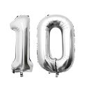 大きい 数字 10 バルーン バースデー パーティー 誕生日 風船 飾り シルバー 40inch,101cm (10) 銀