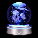 3D クリスタル ボールクラゲ LEDライト 多色変更 かわいい 置物 おしゃれ 癒し グッズ 雰囲気誕生日 プレゼント ナイトライト 透明雰囲気作り 可愛イン...