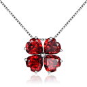 人気 希望愛幸運四つ葉のクローバー女性 5.04ct 1月誕生石 天然石 ガーネット シルバー 925純銀製 シルバー ネックレス ペンダント チェーン K18金コーティング金属アレルギー対応 誕生日ギフト