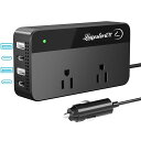LST インバーター 200W カーインバーター シガーソケット DC12VをAC110Vに変換 シガーソケット コンセント 急速充電対応 USB給電4口 USB-Cポート AC100V電源2口 車 コンセント コンバーター 車載用インバーター コン