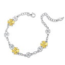 ハート女性ブレスレットシルバー925 ブレスレット 四つ葉のクローバー ユニーク デザイン 誕生石 ペリドット/ガーネット/ピアス - シトリン/アクアマリン/アメジスト レディース 恋人 ギフトラッピング (11月 誕生石 シトリン)