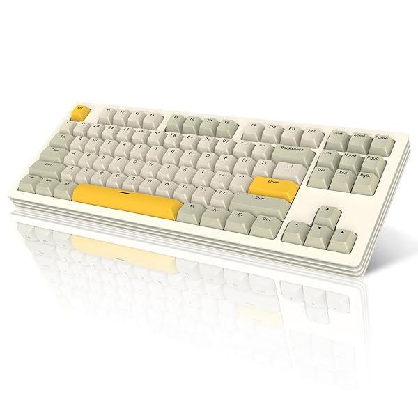 x ATTACK SHARK AKC087 ゲーミングキーボード ワイヤレスbluetooth/無線2.4G/有線Type-C メカニカルキーボード 金属スタッキング外観 アルミニウムCNCケーシング 黄軸 PBTキーキャップ ハイパーファスト RG