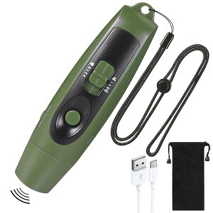 電子ホイッスル 充電式ホイッスル 電子笛 3段階 3種類ホイッスル 2つライトモード 大音量 130db サッカ バスケットボール スポーツ 審判 団体競技 アウトドア 防災 防犯 登山 害獣 衛生 感染対策 (緑)