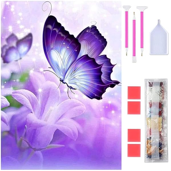 ダイヤモンドアート ダイヤモンドアート キット 蝶々 ダイアモンドビーズ絵画キット 5Dモザイクアート DIY 手作り絵画手芸キット ダイヤモンド塗装 全面貼り付けタイプ 芸術品 家用装飾 30x40cm（蝶々）