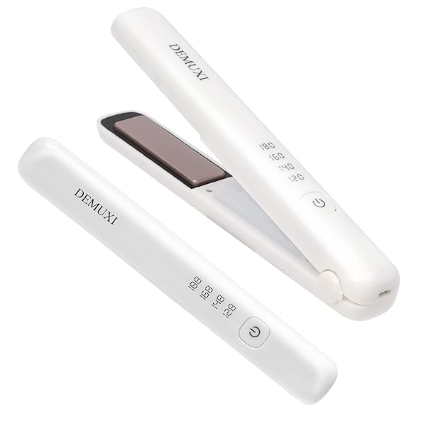 コードレス ヘアアイロン ストレート ミニ ストレートアイロン持ち運び便利 USB充電式 セラミック カール 2way 前髪 両用 4段階温度調節 男女兼用 コンパクト 軽量 家庭/旅行用(ホワイト)