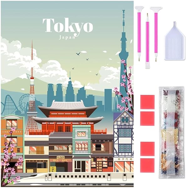 ダイヤモンドアート ダイヤモンドアート キット 東京 ダイアモンドビーズ絵画キット 5Dモザイクアート DIY 手作り絵画手芸キット ダイヤモンド塗装 全面貼り付けタイプ 芸術品 家用装飾 30x40cm