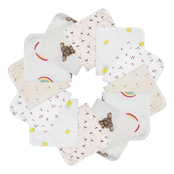 ガーゼハンカチ 赤ちゃん ガーゼ ハンカチ よだれかけ 綿100％ 2重ガーゼ 12枚セット 30*30cm 薄手 速乾 ベビー 新生児 女の子 男の子 保育園 出産祝い