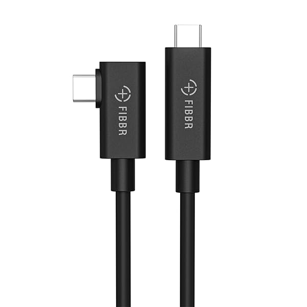 L字 USB C充電ケーブル (4.5m), 光USB 3.1ケーブル USB-C光ファイバーL型Type-C, リンクケーブル USB-CからUSB-C 統合TPU耐電磁干渉急速充電ケーブル, VRメガネ, 高速データ伝送用