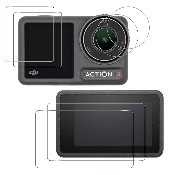 【4+2枚セット 国産旭硝子素材】対応 DJI OSMO Action 4 ガラスフィルム (メイン画面用2枚 + サブ画面用2枚) + LED保護フィルム (2枚) DJI OSMO Action 4 強化フィルム ガラス 液晶保護フィルム 高感度