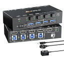 HDMI 2.1 KVMスイッチ PC切替器 4入力1出力 EDID機能 8K@60Hz/4K@120Hz 4PC KVM切替器 USB3.0 キーボード、マウス、モニターを4PCで共有 手元スイッチ付き(2)