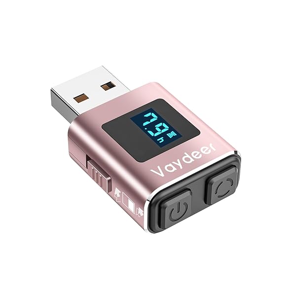 メタルミニマウスジグラー T5s マウスマーバー Mouse Jiggler タイマー付き、LEDカウントダウン、検出不可、3ボタンコントロール、オフィス、リモートワーク、オンラインミーティング用、生産性向上（ピンク色）