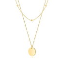 ネックレス レディース ピンクゴールド 18K メダル 円形ペンダント おしゃれ 珠 2連チェーンネックレス シンプルデザイン 仕上げ チタンネックレス アレルギー対応 (ゴールド)