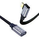 USB-C & USB-C 延長ケーブル L字 2M Type-c 延長 USB3.1 Gen2(10Gbps) 100W PD急速充電 高速データ転送 超高耐...