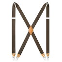 サスペンダー メンズ X型 ブラウン 25mm幅 調節可能 錆びない 男女兼用 弾性 ズボン吊り ホルスター カジュアル ビジネス 作業用 フォーマル ビジネス