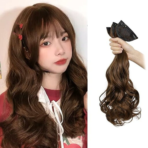 エクステ 襟足ウィッグ カール ロング 45cm クリップ式 3枚セット ワンタッチエクステ 組み合わせ自由 かつら 部分ウィッグ 日常 耐熱 ライトブラウン エクステ 襟足ウィッグ カール ロング 45cm クリップ式 3枚セット ワンタッチエクステ 組み合わせ自由 かつら 部分ウィッグ 日常 耐熱 ライトブラウン