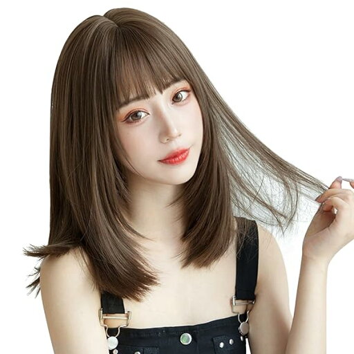 ウィッグ セミロング ミディアム 茶髪 茶色 ストレート 自然 かつら 女性 レイヤー レディース フルウィッグ 小顔 耐熱 ぱっつん ネット付き(アッシュブラウン) ウィッグ セミロング ミディアム 茶髪 茶色 ストレート 自然 かつら 女性 レイヤー レディース フルウィッグ 小顔 耐熱 ぱっつん ネット付き(アッシュブラウン)