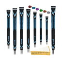 高性能ゴルフ用ラバーグリップ、高衝撃吸収、非滑り、8本のグリップ、中サイズ、青