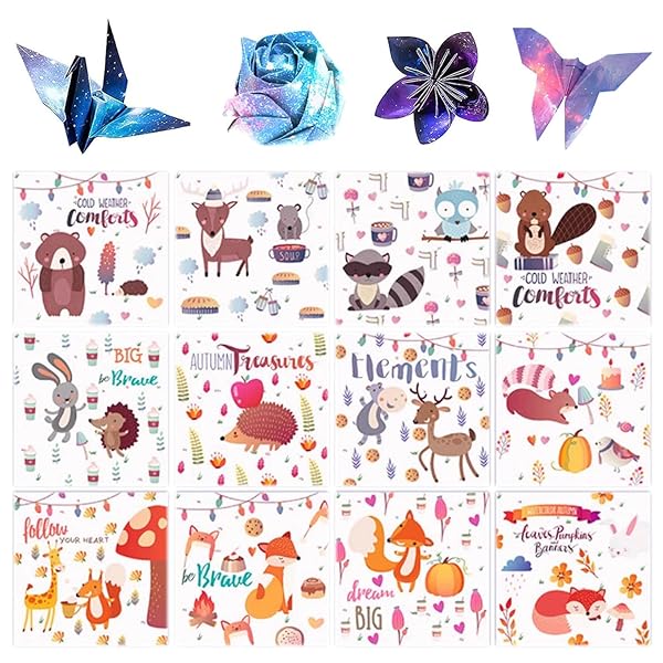 折り紙 抗菌おりがみ 折り紙ケース 日本の季節のモチーフがプリントされた50枚 (C)