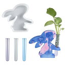 兎 シリコンモールド うさぎ 試験管3個付き 水耕 試験管 花瓶 置物 DIY 手作り キャンドル 装飾 エポキシ樹脂 uvレンジ 抜き型 卓上花瓶 栽培 (兎型花瓶)