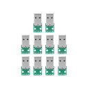 USB to DIP アダプタ 10個入り USBタイプAオスプラグ-DIPアダプタボード 4ピン 2.54mmピッチ コンバータピンボード(2)