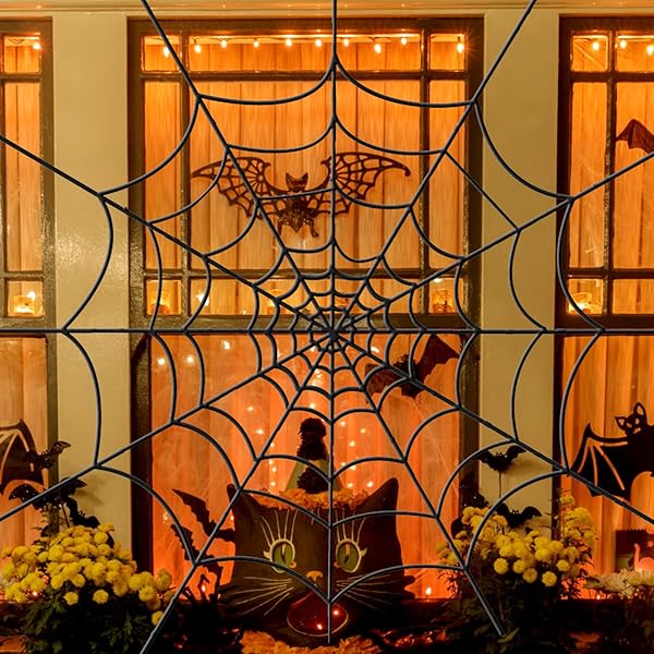 黒 蜘蛛の巣 クモの巣 ハロウィン飾り リアル感 怖い ハロウィーン おもちゃ お化け屋敷 部屋 屋外 庭 玄関 学園祭 バー ホラーグッズ 仮装パーティー 壁 装飾 舞台の飾り ハロウィン用 (3.2m黒蜘蛛の巣）