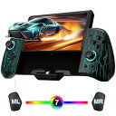 「光るパターン」Switch グリップ コントローラー 携帯モード LEDライト Switch コントローラー 6軸ジャイロ TURBO連射機能付き 人間工学 マクロ機能 Switch/OLEDに対応 日本語取扱説明書 (ブラック)(2)