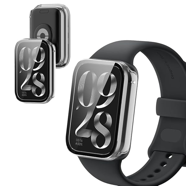 For XiaoMi Smart Band 9 Pro 専用ガラス フイルム一体型 ケース全面保護ケース PCフレーム+ガラスフィルム一体型 脱着簡単 薄型 軽量 耐衝撃性 落下防止 (クリア)