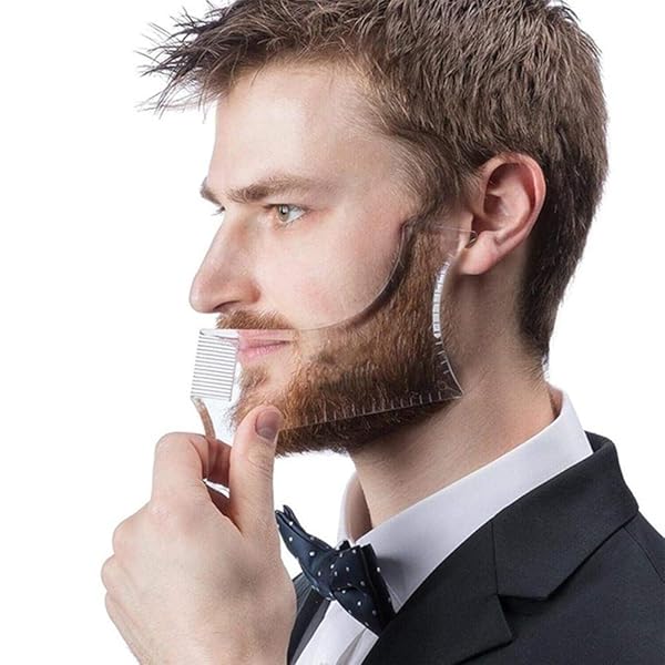 NewChiChi ひげシェイパー テンプレート シェーピングツール プレミアム品質テンプレート Goatee 口ひげ サイドバーン 顔の髪トリミング グルーミングガイド メンズ あご チーク ネックライン 対称カーブ Beard Shaper Be