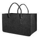 薪トートバッグ 薪バッグ 薪ケース 多機能 45x27x26cm フェルト 薪ログキャリア マッチストレージバッグ アウトドア キャンプ(ランダムカラー)
