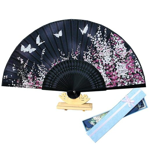 扇子 レーディス 扇子袋&ギフト箱付き 和風 シルク扇子 和柄 桜 花 蝶 折りたたみ式 和装小物 絹 女性用 男性 婦人 メンズ 和風扇子 ダンス おみやげ プレゼント (ブラック-蝶) 扇子 レーディス 扇子袋&ギフト箱付き 和風 シルク扇子 和柄 桜 花 蝶 折りたたみ式 和装小物 絹 女性用 男性 婦人 メンズ 和風扇子 ダンス おみやげ プレゼント (ブラック-蝶)