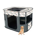 長方形 折りたたみ式 ペットサークル 収納バッグ付き 猫 犬用 ケージ 組み立て簡単 屋根付き メッシュサークル コンパクト 出産用 防災 軽量 室内室外兼用 (M(80*60*55cm), グレー)(4)