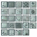 24枚セット 描画テンプレート ステンシルシート 子供 製図用テンプレート 手帳用 テンプレート 描画ツール 絵描き道具 塗り絵 DIYアルバム 絵図 手帳用に