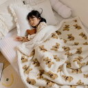 毛布 ひざ掛け 毛布 ブランケット 肩掛け ボア あったか 大判 シープボア 冷房対策 掛け毛布 軽量 大判 秋冬 暖か 防寒毛布 洗濯OK (ベージュ・クマ, 150*200cm)