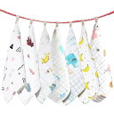 ガーゼハンカチ 7枚入り 30*30cm ガーゼタオル 綿100% ベビータオル 子供用 よだれかけ ガーゼ6重通気性 吸水 速乾 ループ紐付き 新生児 出産祝...