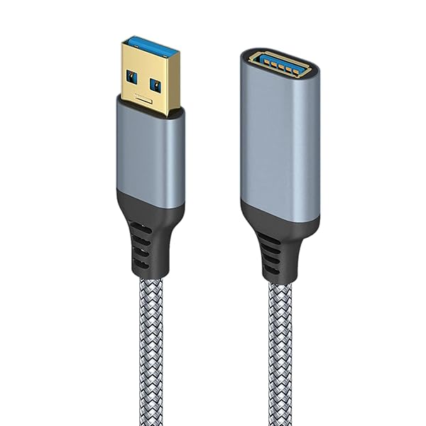USB 延長ケーブル 1m 【USB3.1 Gen 1】 5Gbps 高速データ転送 USB A(オス)-A(メス) USB延長コードナイロン編み製 取り回しやすい (グレー)