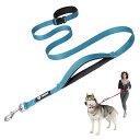 ハンズフリー犬用リード 調節可能な散歩・ランニング用 安全コントロールパッドハンドル付き 重いクラスプ搭載 中型~大型犬用(ブルー,L)