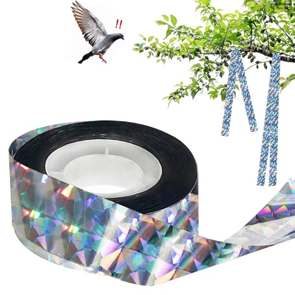 鳥よけ キラキラテープ 防鳥テープ 両面高反射 高輝度 鳥避けグッズ 鳥追い 害鳥駆除 幅2.4cm*長さ100m 吊り下げ式 太陽光を強く反射 防鳥ホログラムテープ 光 反射 ハト キツツキ 飛来防止 菜園 果樹 田畑 庭 ガーデン 屋外 撃退 鳩