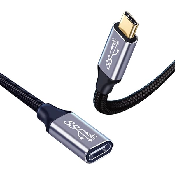 USB-C & USB-C 延長ケーブル 0.25M Type-c 延長 USB3.1 Gen2(10Gbps) 100W PD急速充電 高速データ転送 超高耐久ナイロン タイプc 延長コード Type-c機種対応 (0.25M)