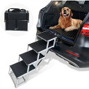 ペットステップ 犬用踏み台 ペット階段 犬ステップ 車乗り降り ペットスロープ 折りたたみ 高齢犬乗車 滑り止め 介護用 収納便利 大型犬猫用スロープ 車への昇り降りをラクにする 高さ調節可能 高齢犬 介護 耐荷重80kg ブラック (4段)