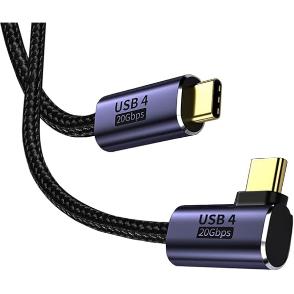 USB-C & USB-C ケーブル 1M Type-c ケーブル L字 USB4 (20Gbps) PD対応 100W/5A急速充電 8K/60Hz映像出力 超高耐久ナイロン タイプc機種対応