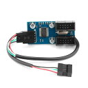 マザーボード 9ピン USB 1 → 2 ポート 増設 変換 アダプター ケーブル USB 2.0 ヘッダー 拡張(2)