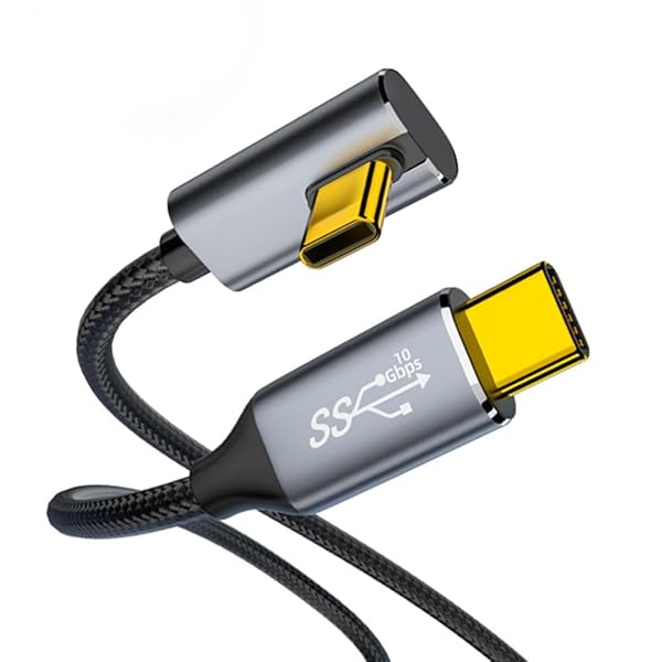 Type C ケーブル L字 3M USB-C & USB-C ケーブル PD対応 100W急速充電 USB3.1 Gen2*1(10Gbps) 4K/60Hz映像出力 ナイロン編み タイプc機種対応(左右)