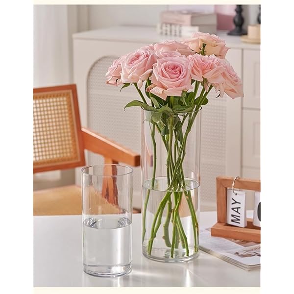 割れない 透明 花瓶 【12サイズ展開】 軽量＆安全 プラスチック製 フラワーベース インテリア装飾 水入れ可 シンプルデザイン (10x30)