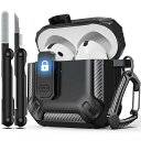 AirPods 第4世代ケース AirPods 第4世代ケース (2024) 対応 ロック機能 ミリタリーグレード落下保護 クリーニングキット付き ブラック